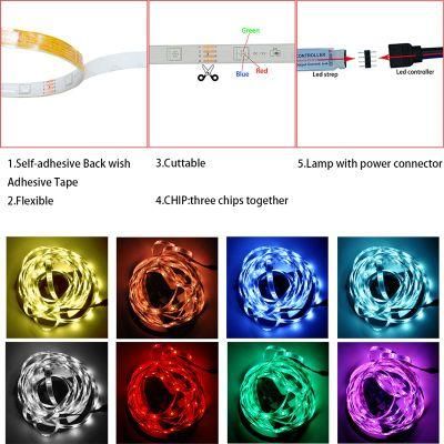 LED Light Strips Bluetooth WiFi Controller Flexible RGB 5050 Decoration Backlight Lamp Night Light Luminous String for Bedroom