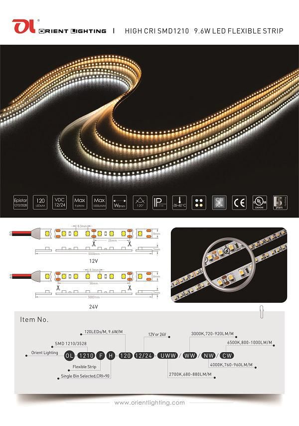 Ce UL C-Tick 2835 9.6W 6500K IP68 Waterproof Flexible Strip LED