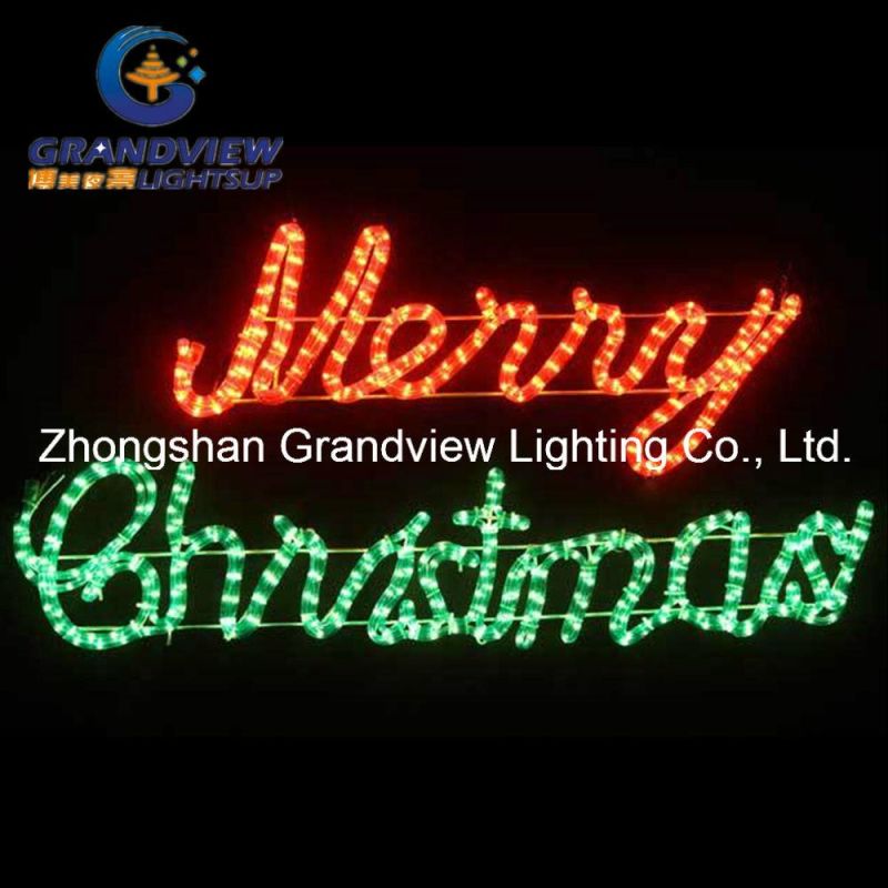 Animated 104cm ′merry Christmas′ Red Green Sign Motif Rope Lights