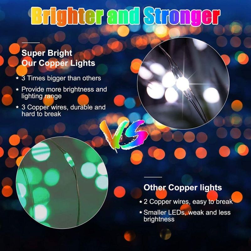 bluetooth Fairy Lights Plug in String Lights for Bedroom Color Changing