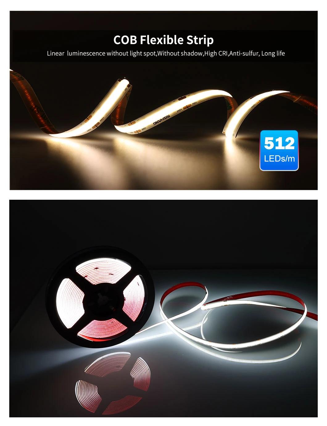 High Efficacy Flexible 8mm Single Color COB LED Strip for Decorative Lighting in Cabine