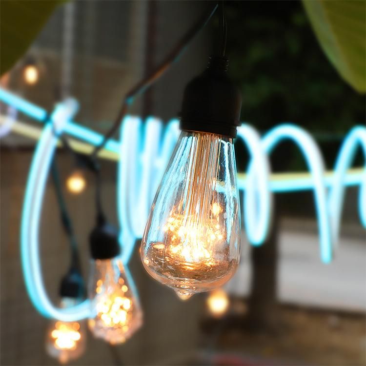 24FT Double Filament String Light - 12 Bulbs Waterproof Indoor Outdoor