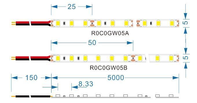 5mm Ultra-Narrow 2835 Strip IP20 600LED 5m Cold White