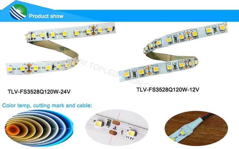 60LEDs 4.8W/M 3528 LED Strip with TUV Ce FCC IEC/En62471