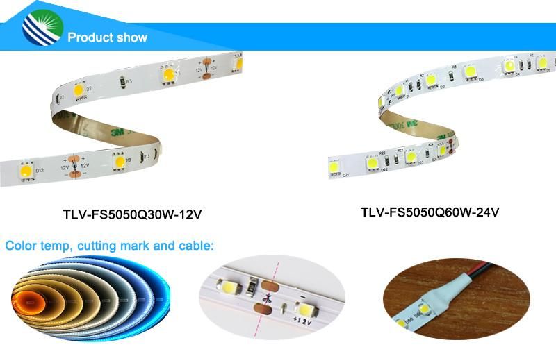 High Bright SMD5050 Flex LED Strip Rope Light 14.4W 60LEDs