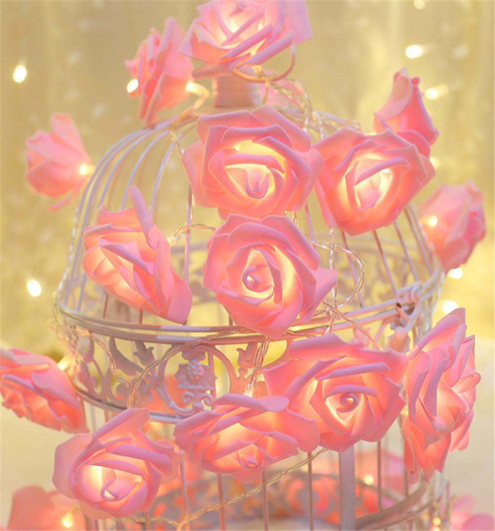 USB LED Rose Flower String Lights Artificial Bouquet Garland Party