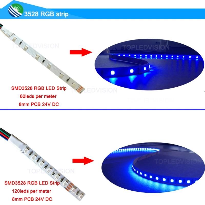 IP20 Non-Waterproof Home Stairs 3528 RGB LED Strip 15W/M