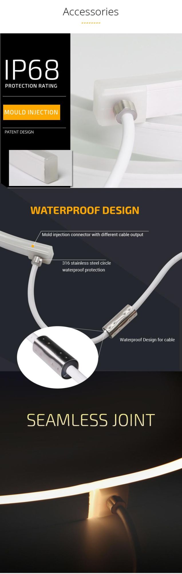 DC24V IP68 Waterproof Outdoor Wall Lamps LED Strip Light