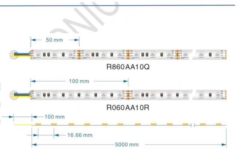 Solid Extruded Silicone 5050 RGB DC12V 60LEDs/M LED Flexible Tape LED Light Strip