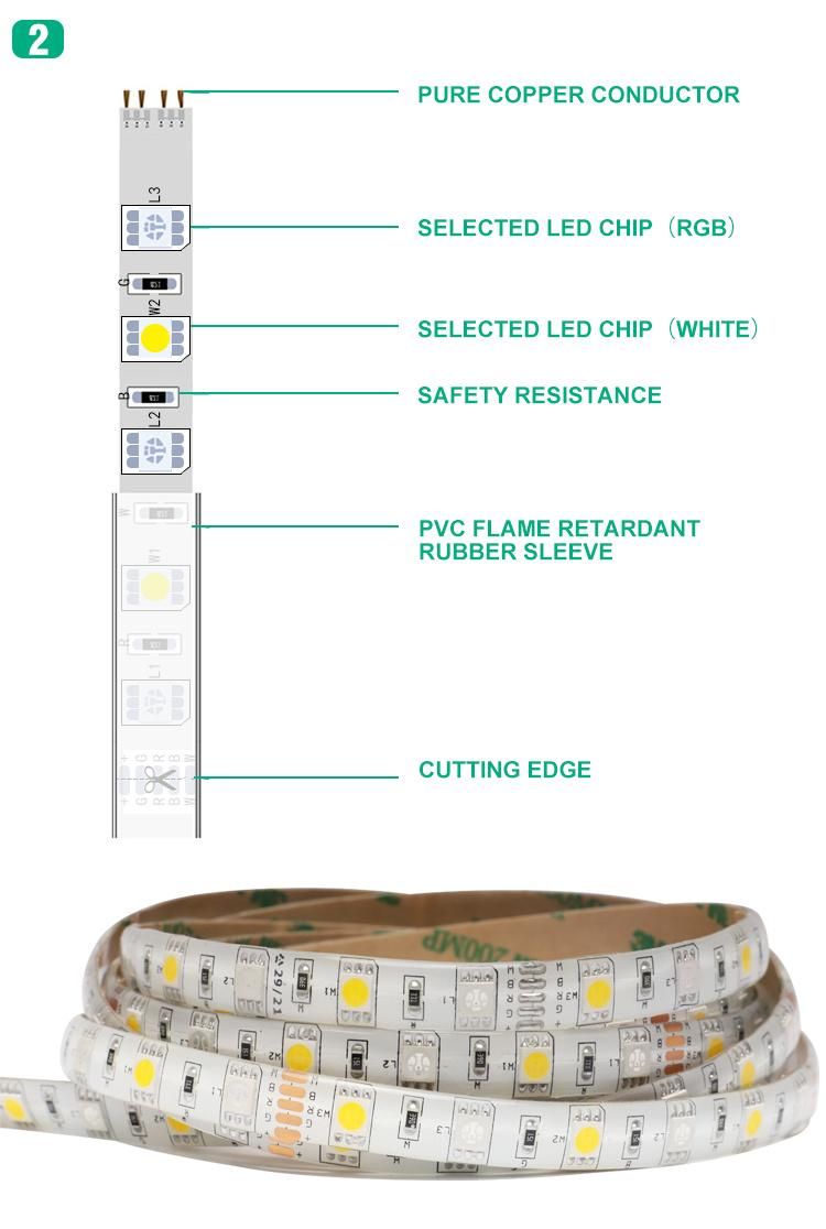 Custom 5050 LED Strip 48LEDs RGB 4mm LED TV Backlight Strip Price Lighting Tuya Car LED Strip Lights