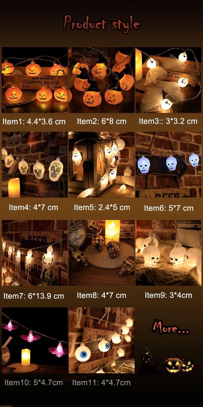 LED Halloween Decoration Light String Ghost Hanging Light Gauze White Gauze Skull String Light Easter Day Battery Light