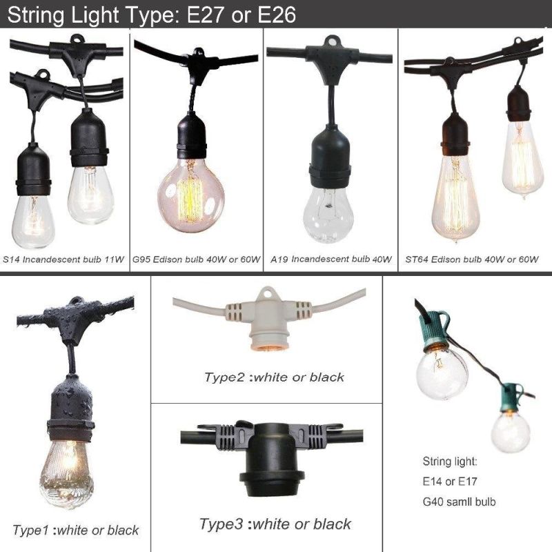 DIY Festoon Light Kit, Assembling B22 E27 String Light Outdoor