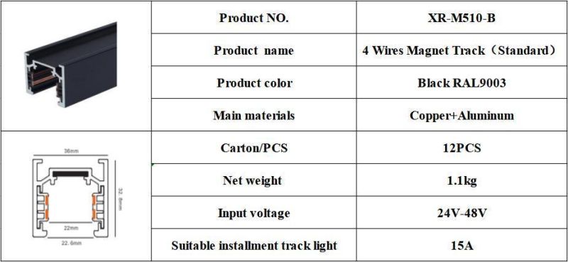 X-Track M35 Styles 4 Wires Magnet 1m Black Track (Standard)