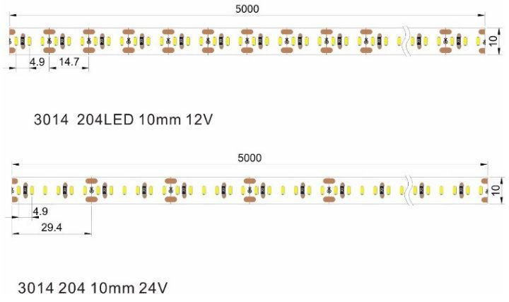 DC`12V/24V 204LEDs/M IP65/IP67/IP68 LED Light Strip 2017 Hotsale LED Light RGB LED Strip LED Tape, Battery Powered RGB LED Strip