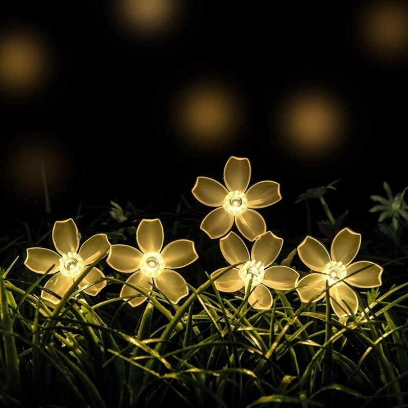 Solar Waterproof Flower Solar Lamp Power LED String Fairy Lights Garden Christmas for Outdoor Wedding Festivals Holiday Outdoor Party Solar Power LED Light