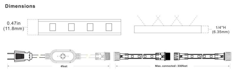 ETL List 110-120V 60Hz Waterproof LED Flexible Lighting Extension Segment Kit