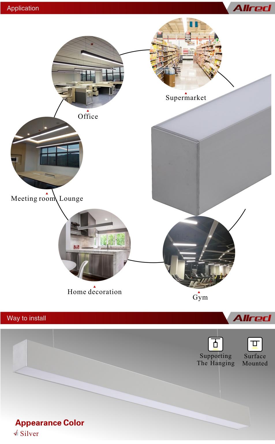 2020 Model for Modern Office Classroom IP20 No End Cap Without Screws LED Linear Lighting