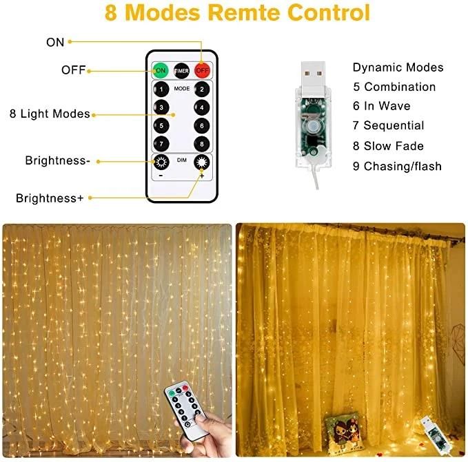 Waterproof 8 Modes Fairy Lights String USB Remote Twinkle Light