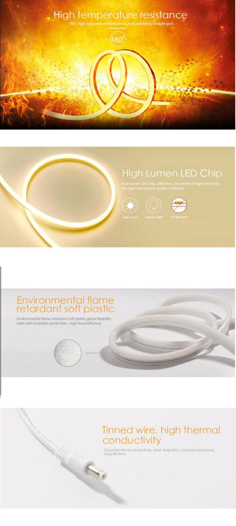 IP67 DOT Free 24V 12V Silicon LED Flexible Strip