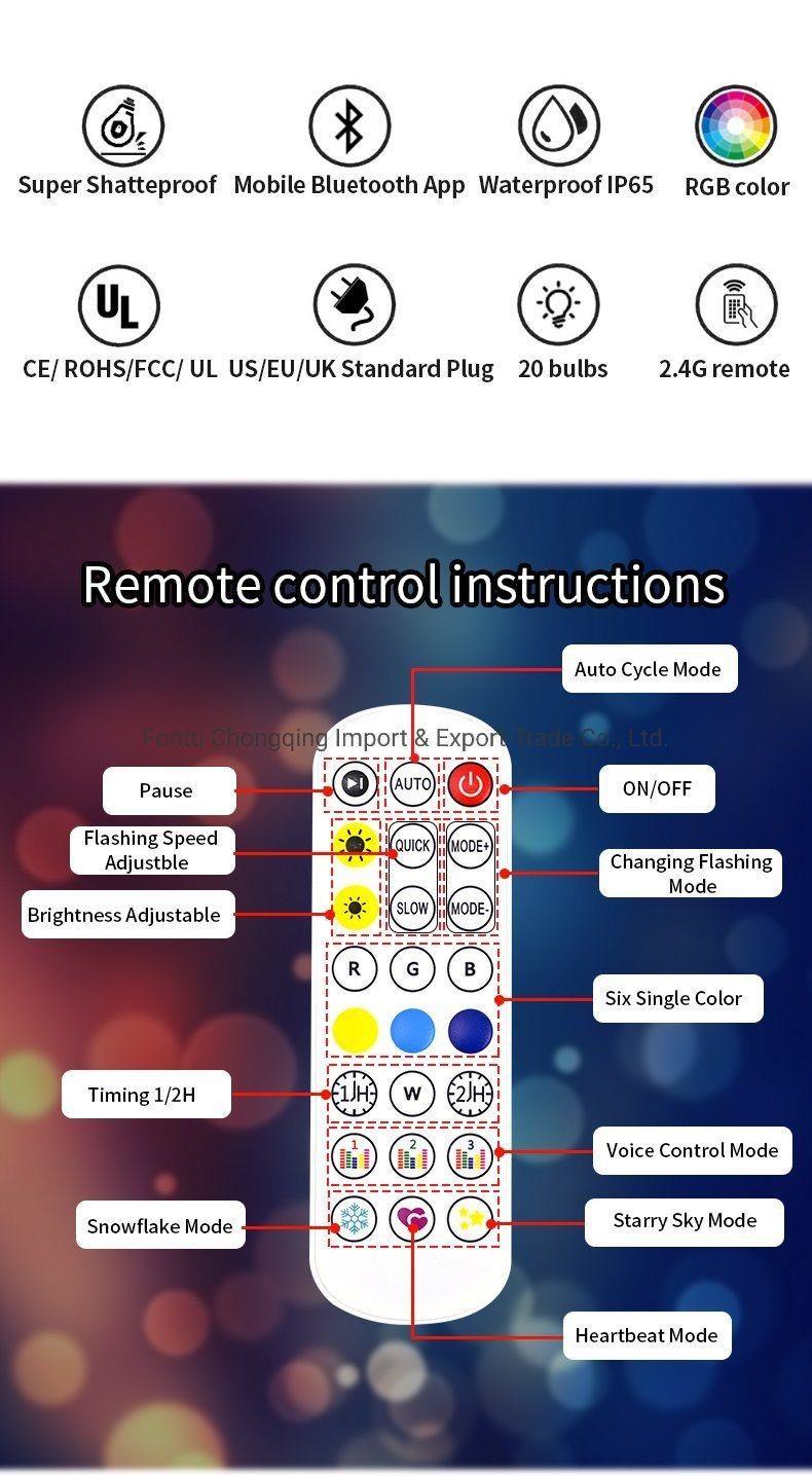 S14 G40 Smart LED String Light Ball, RGB 16 Million Colours Twinkle Lights, APP Control Strawberry Ball for Garden Holiday etc