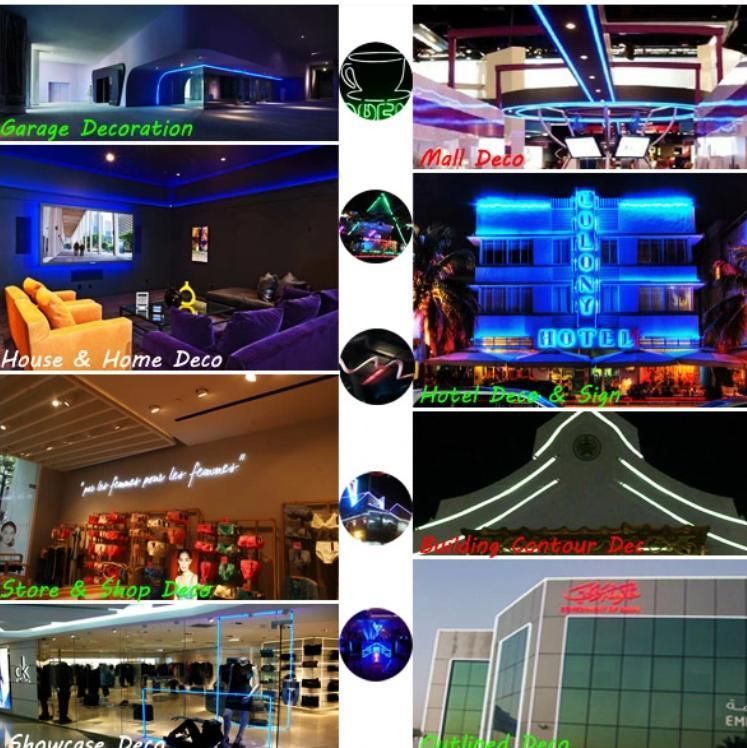 LED Neon Sign IP65 DC 12V Anti UV RGB Tape LED Tube Neon Flex Strip Light with Remoter