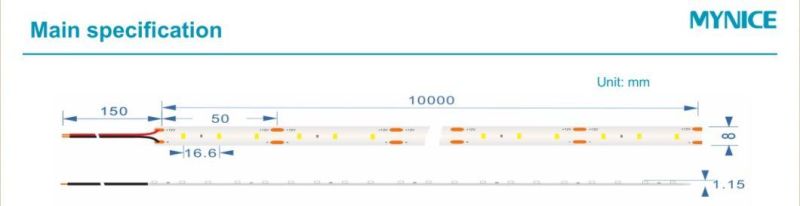 SMD2835 Good Consistency 10m Per Roll LED Tape Light Linear Flexible Strip