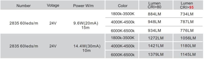 SMD2835 IC-Built-in LED Flexible Strip Without Resistors Outdoor Indoor Waterproof LED Strip CRI 95