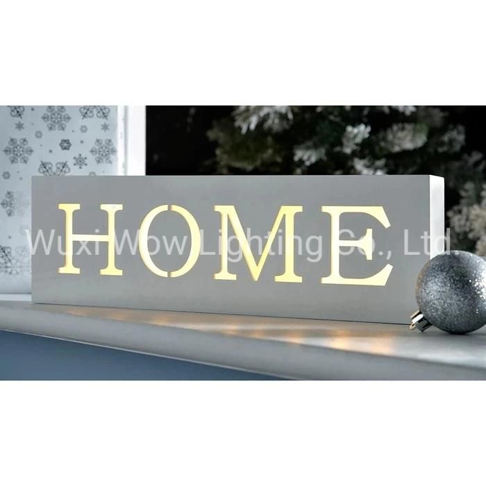 LED Christmas Sign Decoration Wood 38 Cm - White - Home