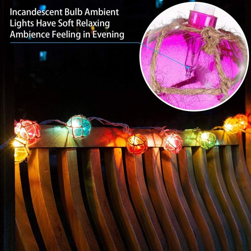 Nautical Fishing Float Patio String Lights, Beach Themed Buoy Multicolor Ball String Lights