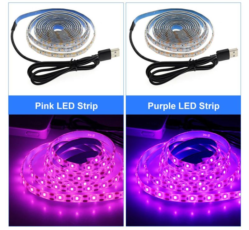 5V LED Strip Light USB 2835SMD RGB Diode Tape 0.5m 1m 2m 3m Flexible Neon Ribbon for TV Backlight PC Screen Background Lighting