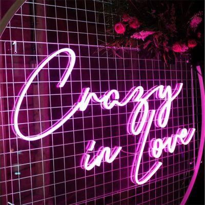 Drop Shipping Manufacturer Free Design Flexible 12V Custom Crazy in Love LED Neon Sign