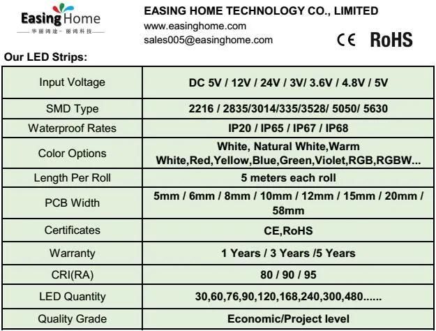 Ce RoHS DC12V/24V 1 LED/Cut LED SMD2835/3528/2216/3014/5050 Flexible LED Strip for Christmas Decoration