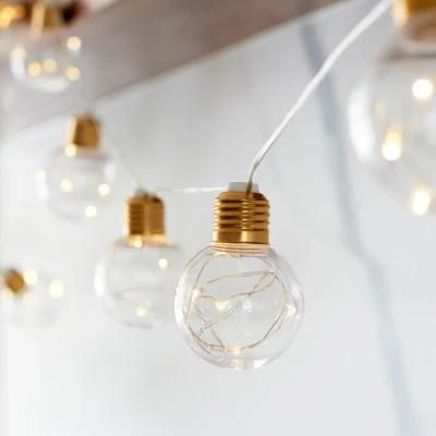 10 Brass Micro LED Festoon Party Lights for Indoor Outdoor Use