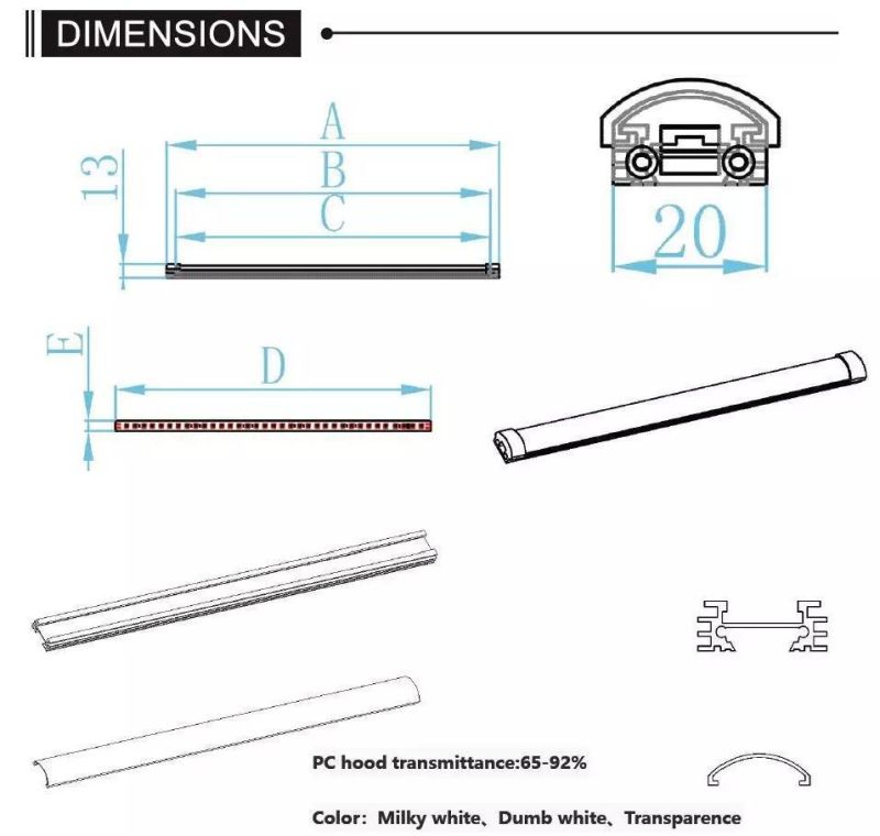 3000K-6500K Color Temperature LED Shelf Lighting 12V Classic Type