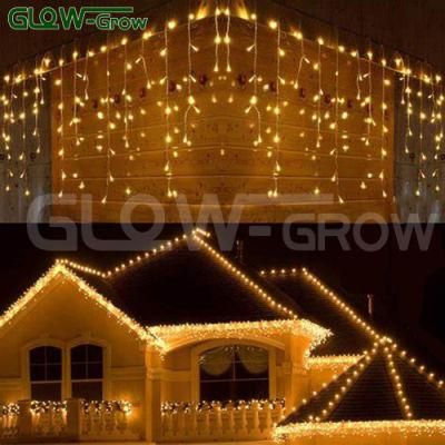 100LEDs 2.5m Warm White Christmas LED Icicle Light for Holiday Outdoor House Business Club Decoration