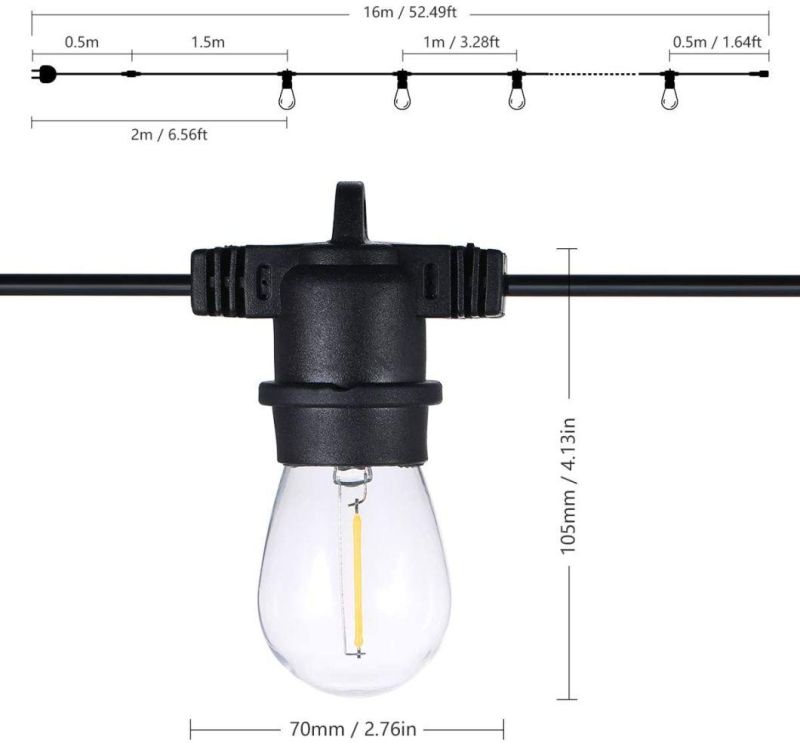 Outdoor Decoration Patio LED String Light with Steel Mesh Lampshade