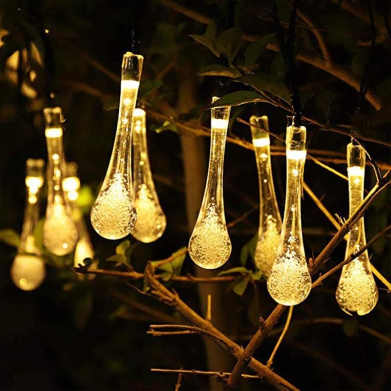 30LEDs Outdoor Waterproof Garden Lighting Solar Power Water Drop Light String Holiday Decoration Christmas Lights