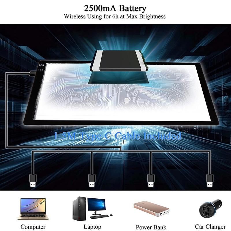 New Product Integrated Bracket Design A3 Battery Type LED Tracing Tablet Tracing Light Pad USB LED Light Pad with Stand