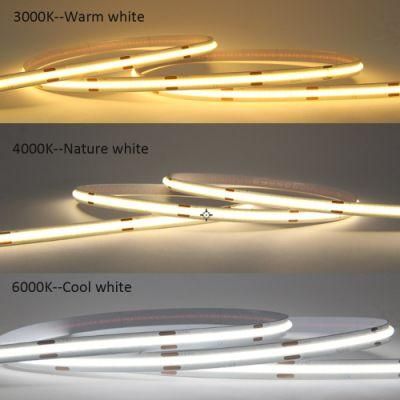 High Lumen Low Voltage Drop 8W 320LEDs 3000K Warm White COB LED Strip Light with IP54 Dustproof