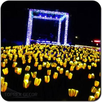 Outdoor Ramadan Decorations Artificial Flower LED Tulip Light with up Flowers