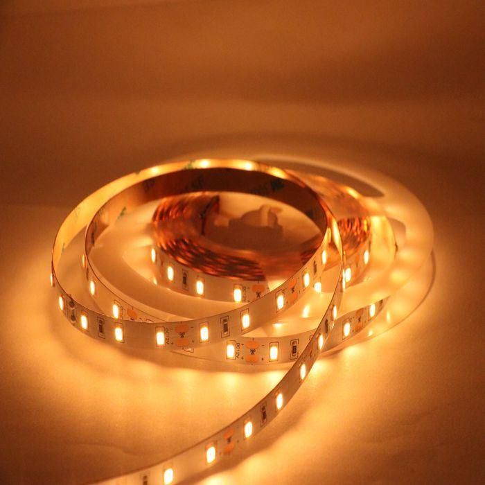 ETL CE RoHS IP20 SMD2835 60LEDs/M 8mm Width DC 12V 24V Warm White 3000K Light Flexible Strip LED Lamp