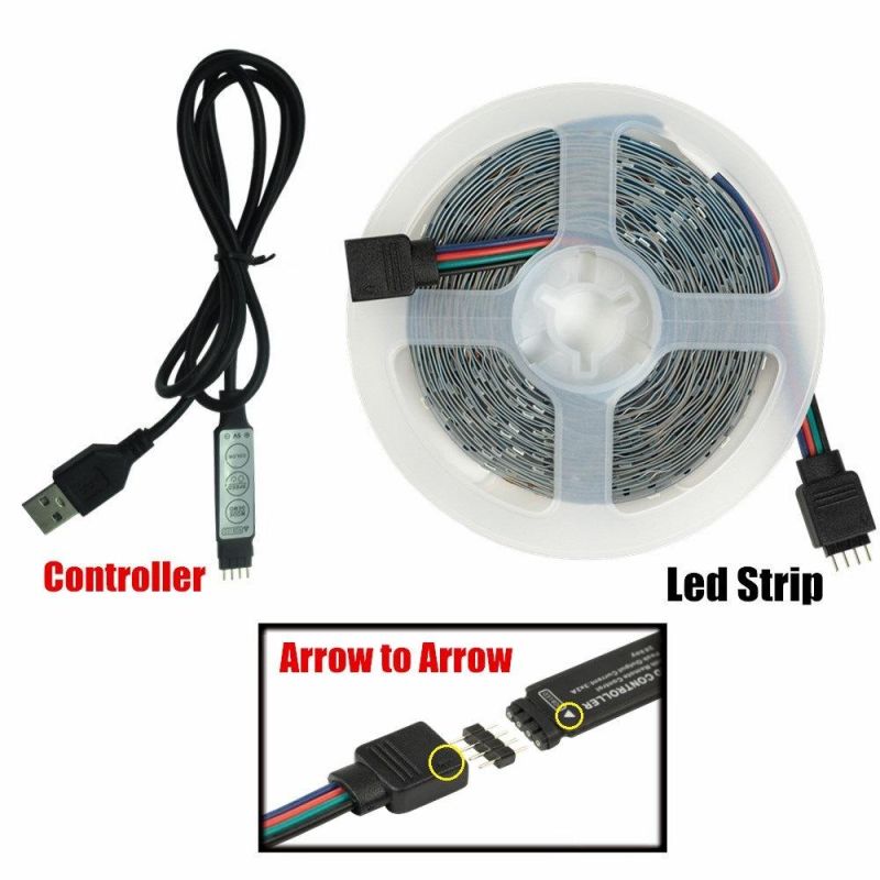 5V 2835 LED Light Strips Decoration Lighting USB Infrared Remote Controller Ribbon Lamp for Festival Party Bedroom RGB Backlight