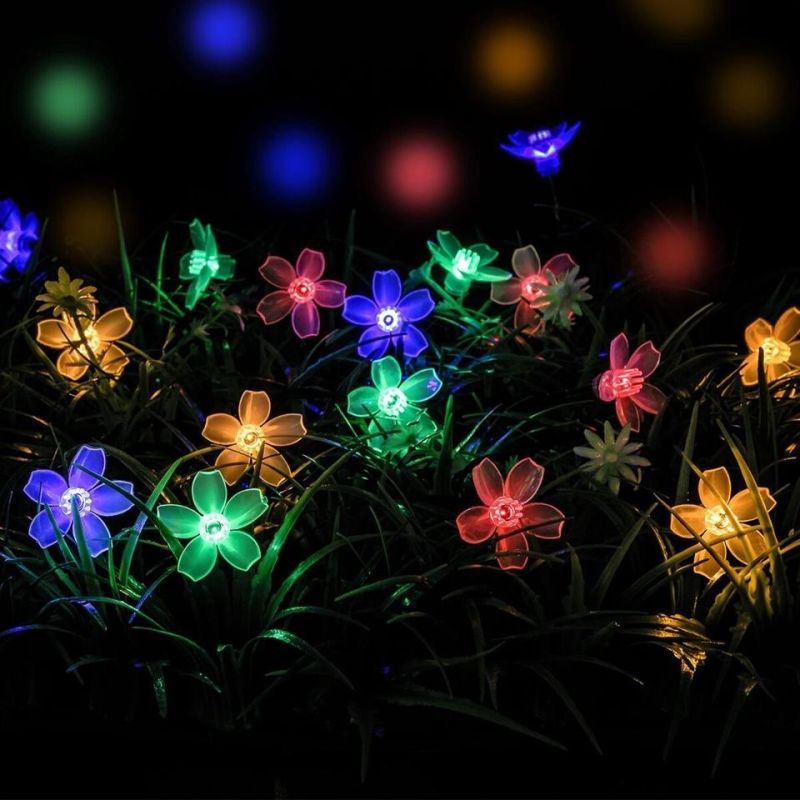 Solar Waterproof Flower Solar Lamp Power LED String Fairy Lights Garden Christmas for Outdoor Wedding Festivals Holiday Outdoor Party Solar Power LED Light