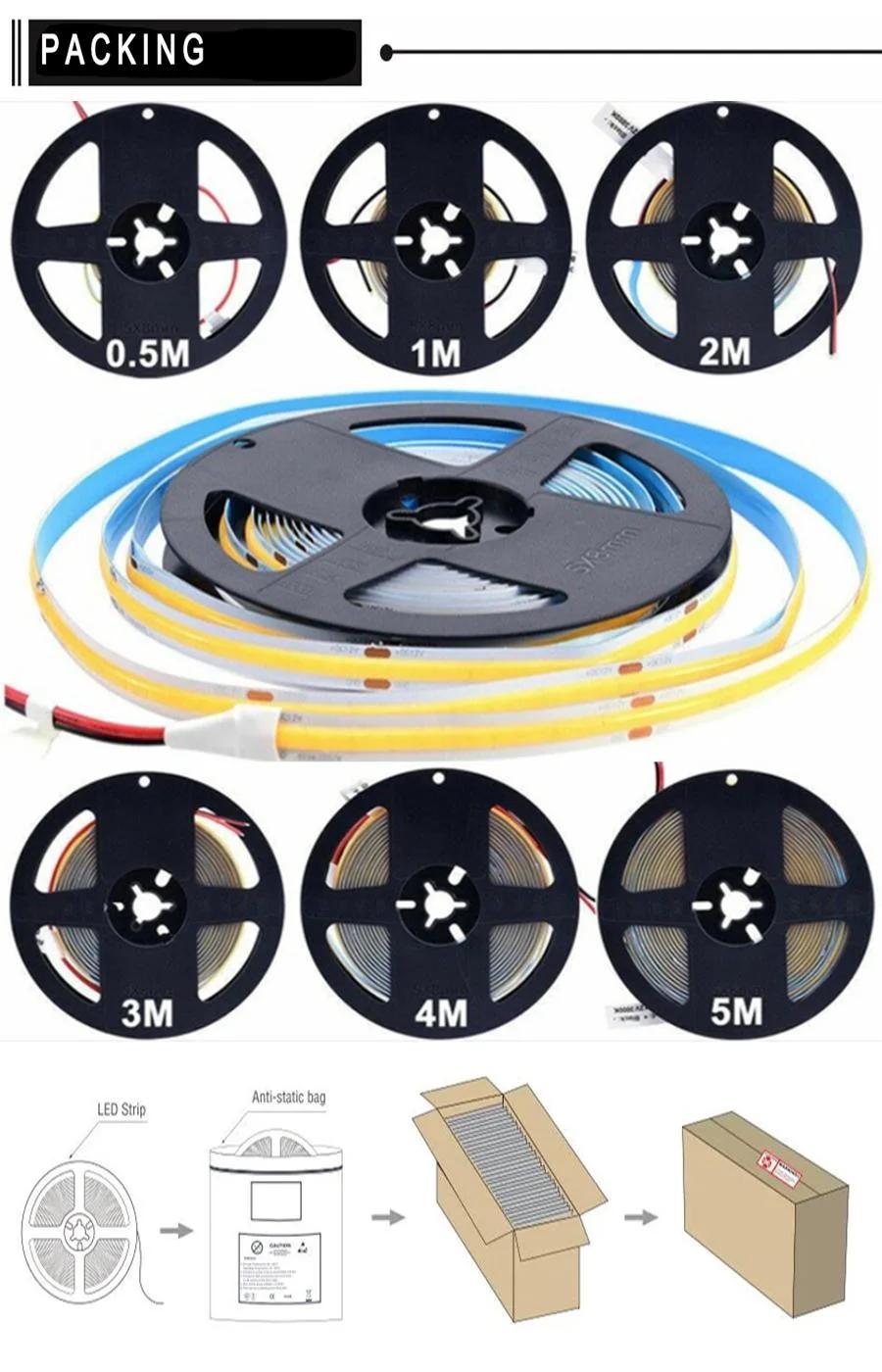 New Design DOT Free 24VDC Flexible CRI 90 110lm/W COB Fob 280LEDs/M LED Strip