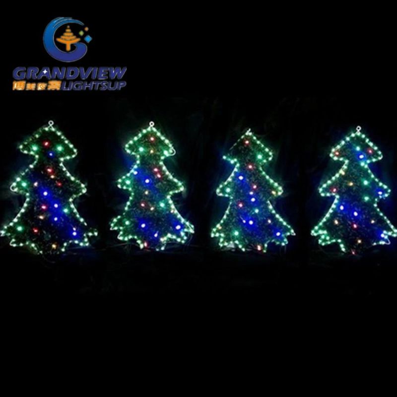 New 4 PCS Green Outline LED Trees Motif Rope Lights