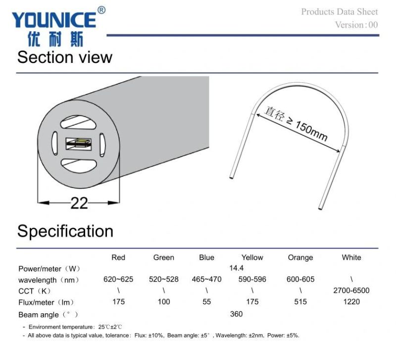 360 Degree Full Illumination Colorful 22diameter 15W/M LED Flexible Neon Strip