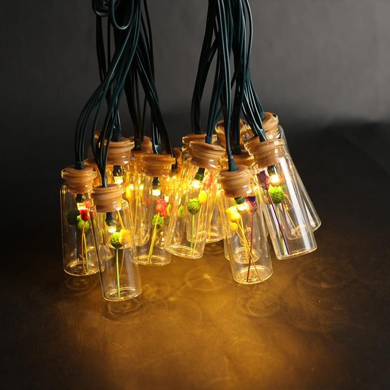 LED Solar Lamp Glass Bottle Flower Fairy Lights Outdoor Waterproof Garden Tree Decoration String Lights