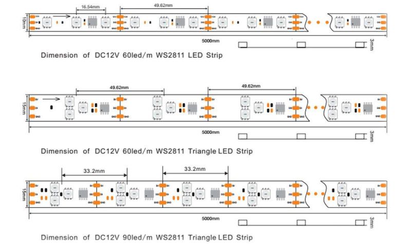 Factory Price Hot Selling Digital Pixel Ws2811 60LED DC12V Waterproof LED Strip