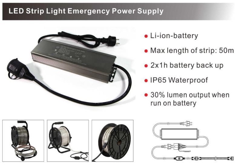 15m Portable Linkable Strip Light Suitcase Kit with Emergency Battery Backup for Emergency Lighting, Max Connect 50m