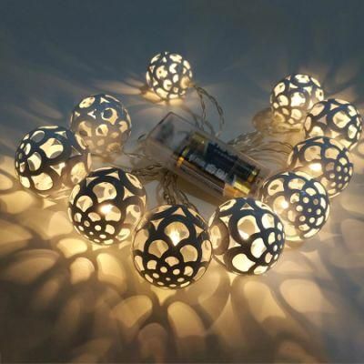 Metal Iron Hollow Ball LED String Fairy Light 1.5m 10 LED Globe Christmas Party Wedding Garland Fairy Light